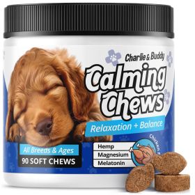 Calming Chews for Dogs Dog Anxiety Relief Promote Relaxation Dog Calming Chews with Melatonin for Dogs Chamomile Magnesium Citrate 90 Soft Chews Chick