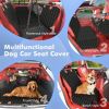 Dog Car Seat Cover for Back Seat, Back Seat Cover for Dogs, Scratchproof Car Hammock for Dogs with Mesh Window,Dog Seat Belt