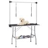 Adjustable Dog Grooming Table with 2 Loops and Basket