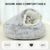 Luxurious Plush Round Cat Bed Cat Bed Round Soft Plush Burrowing Cave Hooded Cat Bed Donut For Dogs Cats - Semi-Enclosed For Cozy Warmth